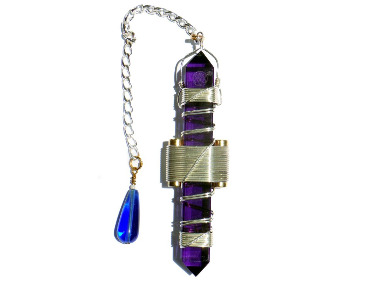 Violet Siberian Quartz Crystal with silver wrap