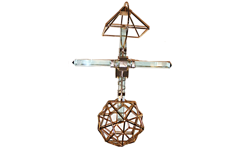 Christ Consciousness Cross Vajra with Aqua Crystal and Silver Wire